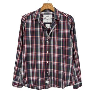 Frank & Eileen Barry Tailored Button-Up Cotton Shirt in Red White Blue Size L